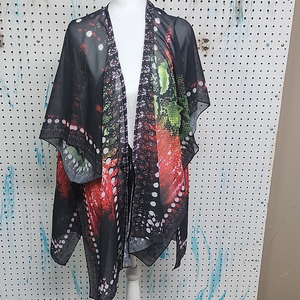Fashion Collection Semi Sheer Kimono Shrug Abstract Snakeskin OSFM